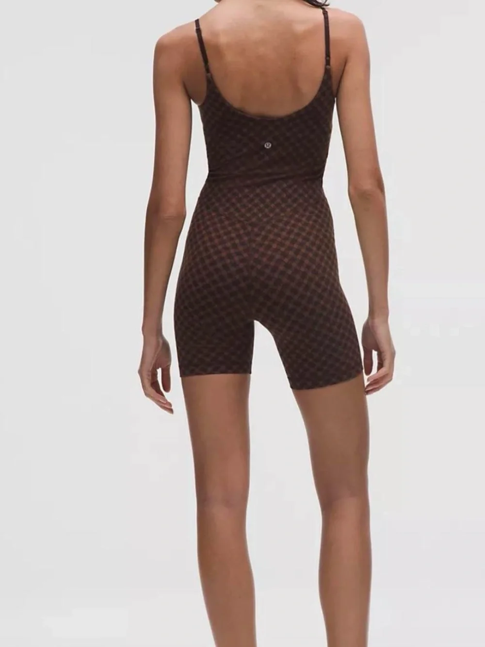 lululemon athletica Brown Plaid Stretch Romper